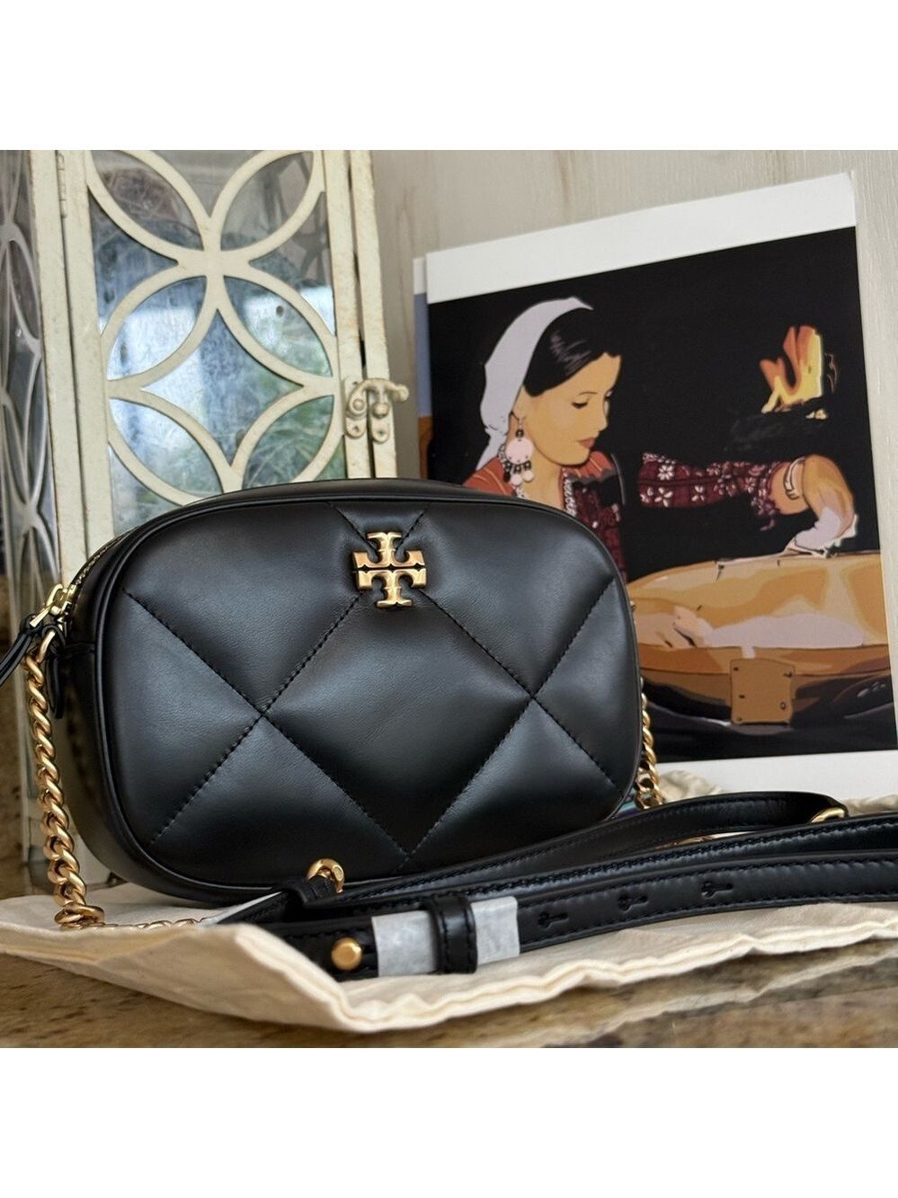 NWT TORY BURCH Kira Diamond Quilt Camera Bag Black Color - Picture 11 of 11